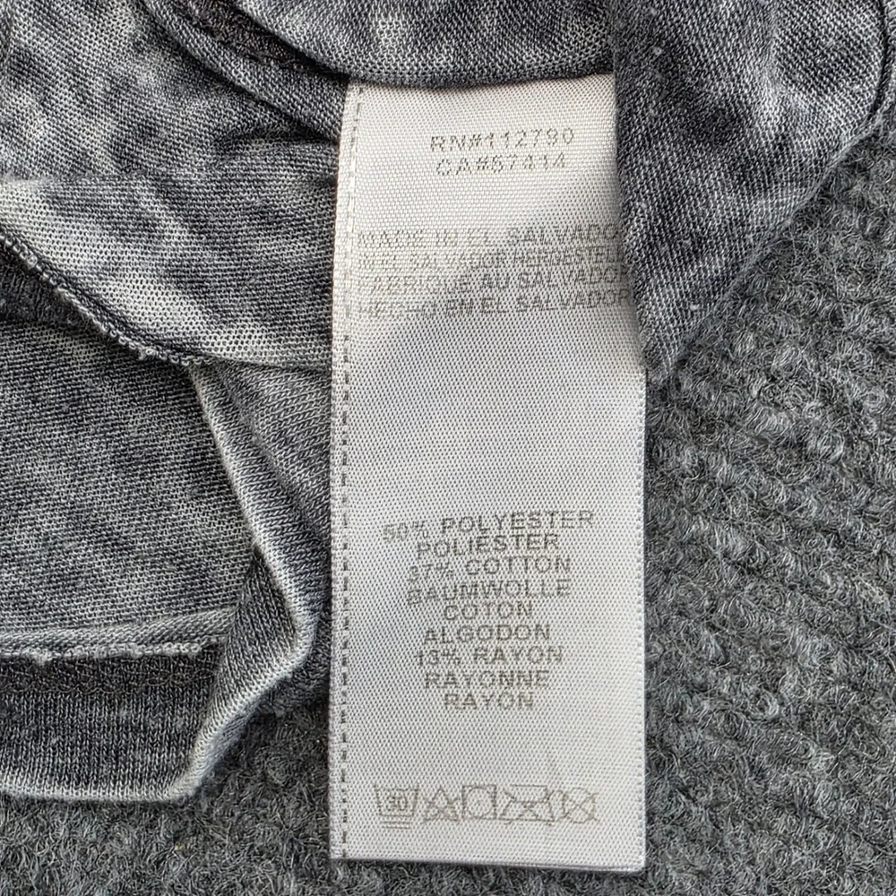True Religion Shirt Mens Medium M Gray Acid Wash Burnout Skull American Flag Tee